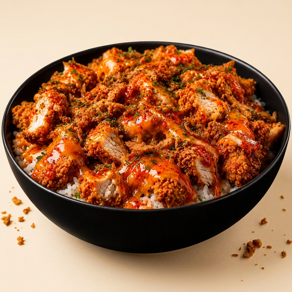 Tasty Corner : bol de riz au poulet croustillant et sauce